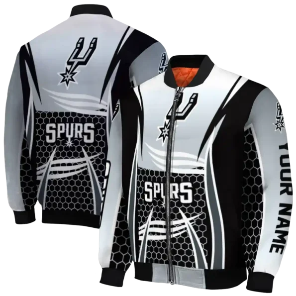 custom san antonio spurs mesh effect silver black bomber jacket fashion forward
