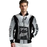 custom san antonio spurs mesh effect silver black bomber jacket best selling
