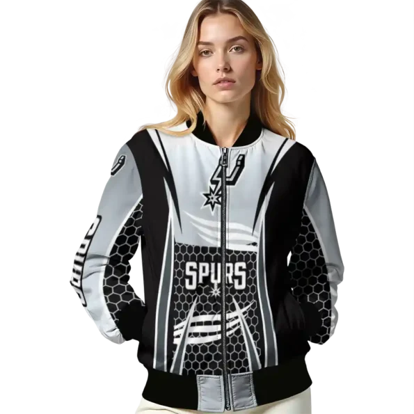 custom san antonio spurs mesh effect silver black bomber jacket latest model