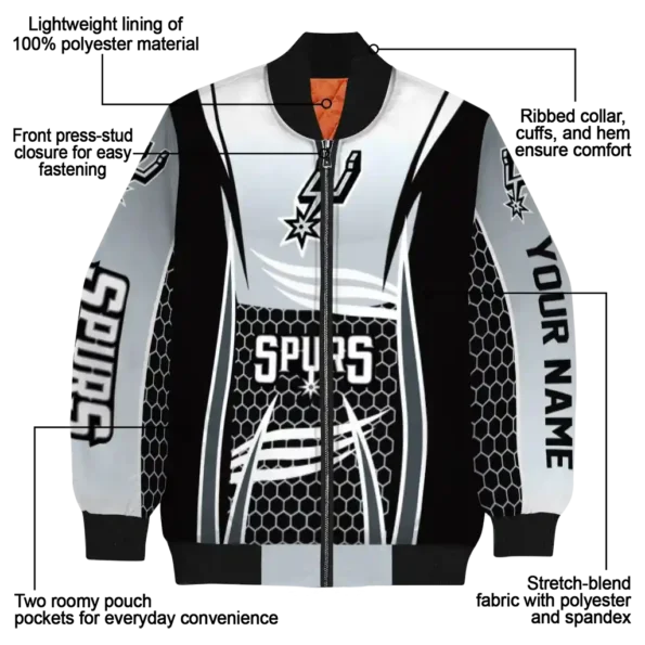 custom san antonio spurs mesh effect silver black bomber jacket new arrival
