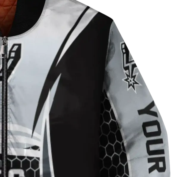 custom san antonio spurs mesh effect silver black bomber jacket premium grade