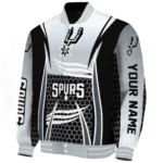 custom san antonio spurs mesh effect silver black varsity jacket best selling.webp