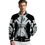 custom san antonio spurs spider mark silver varsity jacket best selling.webp