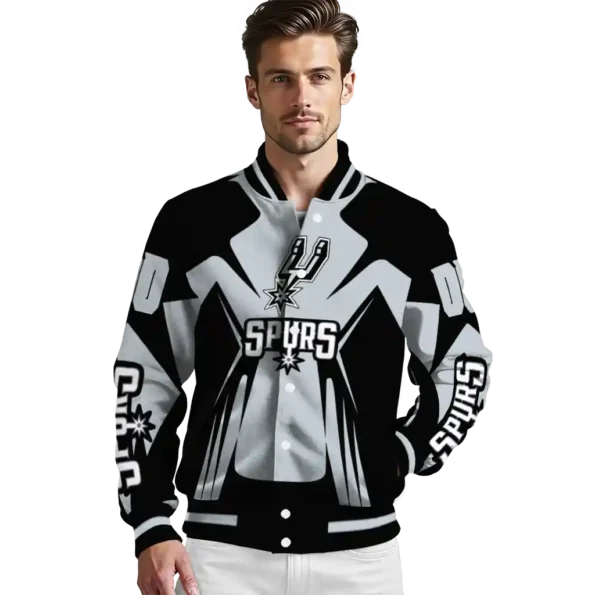 custom san antonio spurs spider mark silver varsity jacket high quality.webp