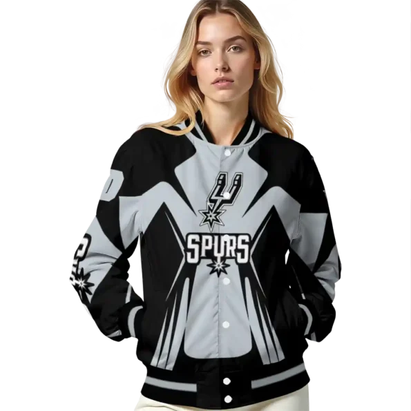 custom san antonio spurs spider mark silver varsity jacket latest model.webp