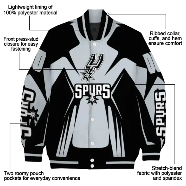 custom san antonio spurs spider mark silver varsity jacket new arrival.webp
