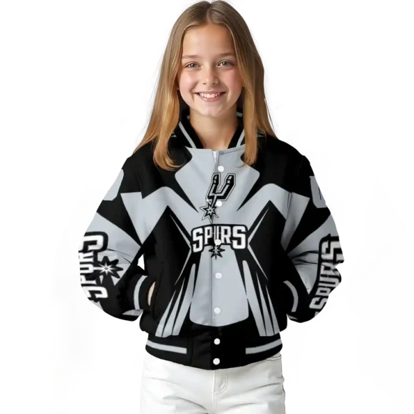 custom san antonio spurs spider mark silver varsity jacket top rated.webp