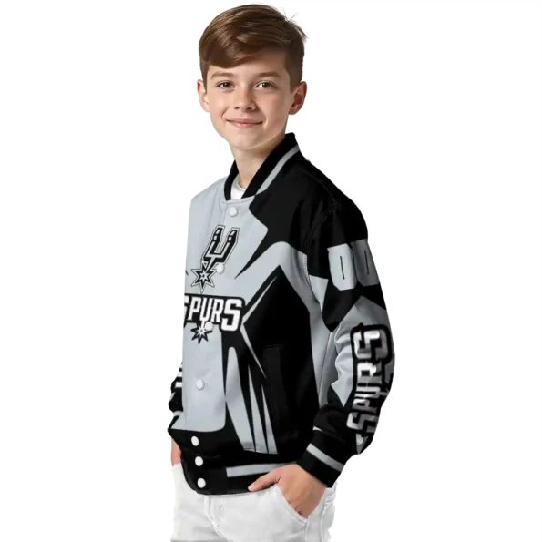 custom san antonio spurs spider mark silver varsity jacket trendy.webp