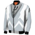 custom san antonio spurs v stripes silver white bomber jacket best selling