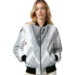 custom san antonio spurs v stripes silver white bomber jacket best selling