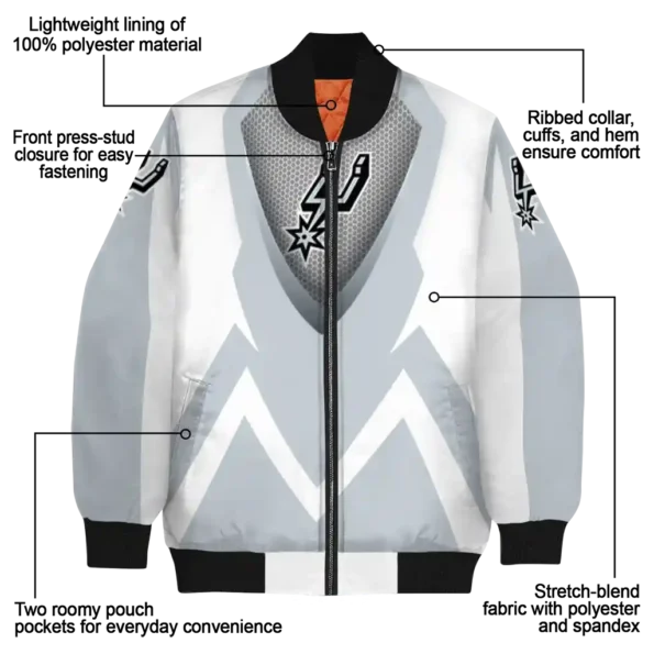 custom san antonio spurs v stripes silver white bomber jacket new arrival