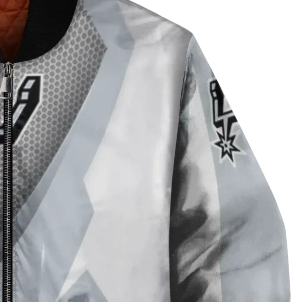 custom san antonio spurs v stripes silver white bomber jacket premium grade