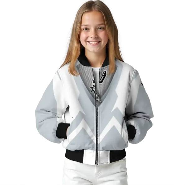 custom san antonio spurs v stripes silver white bomber jacket top rated
