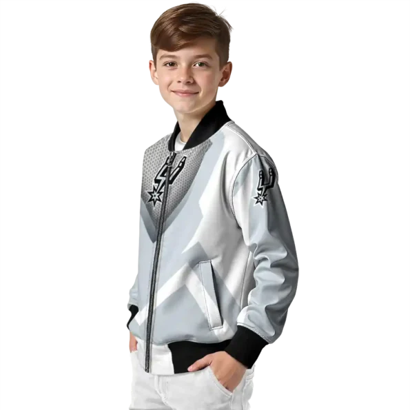 custom san antonio spurs v stripes silver white bomber jacket trendy