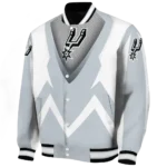 custom san antonio spurs v stripes silver white varsity jacket best selling.webp