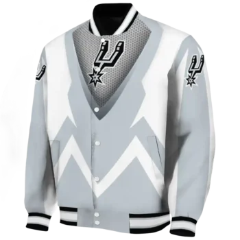 custom san antonio spurs v stripes silver white varsity jacket best selling.webp