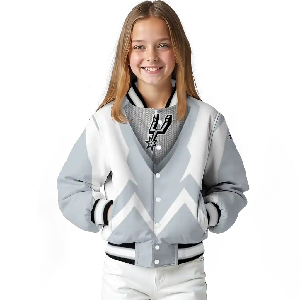 custom san antonio spurs v stripes silver white varsity jacket top rated.webp custom san antonio spurs v stripes silver white varsity jacket top rated.webp