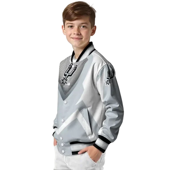 custom san antonio spurs v stripes silver white varsity jacket trendy.webp