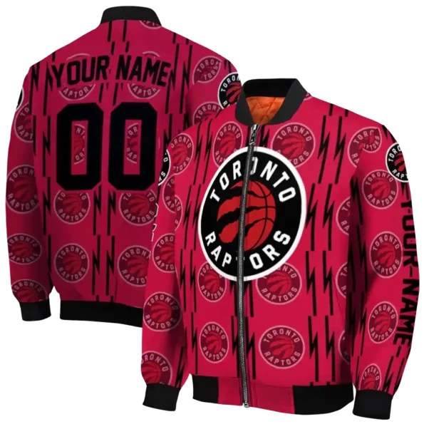 custom toronto raptors bolt stripe red bomber jacket fashion forward