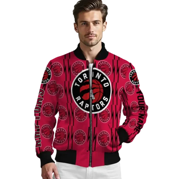 custom toronto raptors bolt stripe red bomber jacket high quality