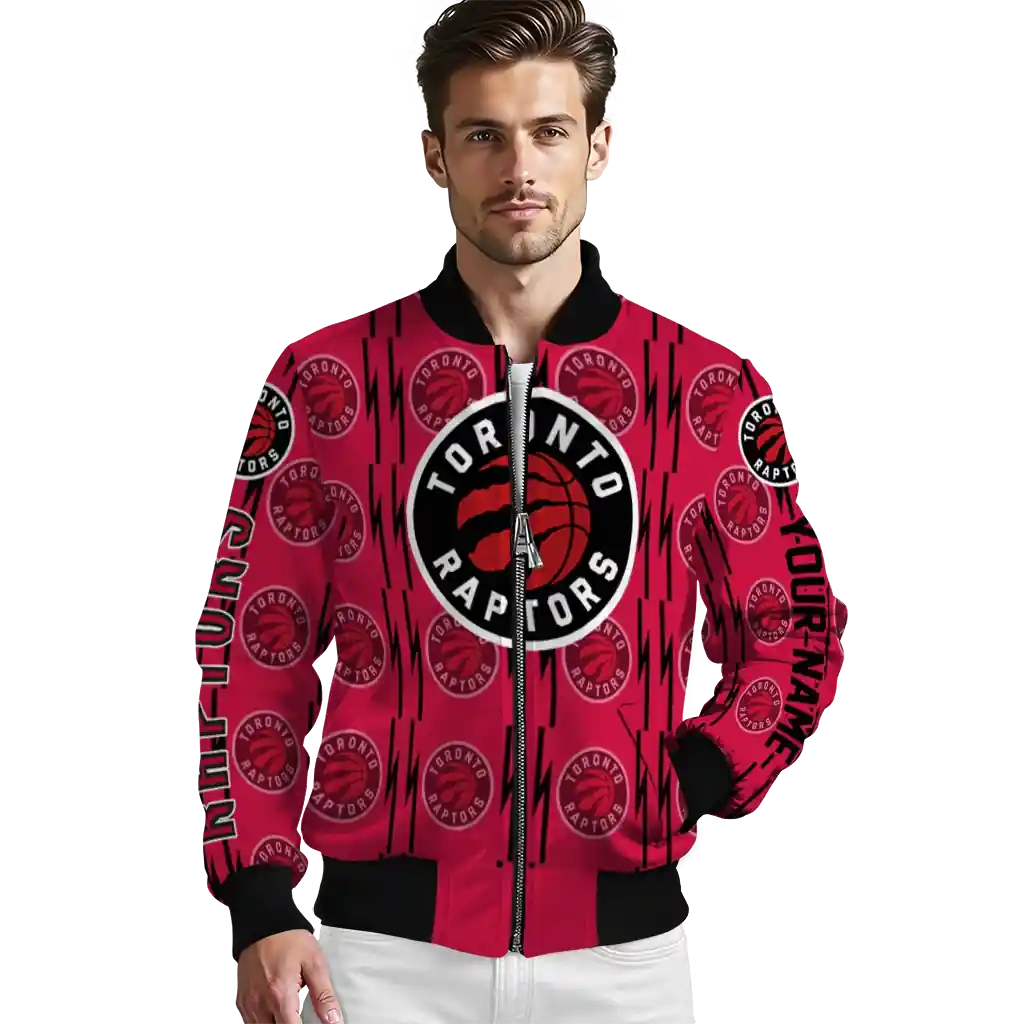 custom toronto raptors bolt stripe red bomber jacket high quality custom toronto raptors bolt stripe red bomber jacket high quality
