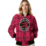 custom toronto raptors bolt stripe red bomber jacket best selling