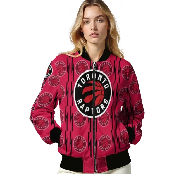 custom toronto raptors bolt stripe red bomber jacket latest model