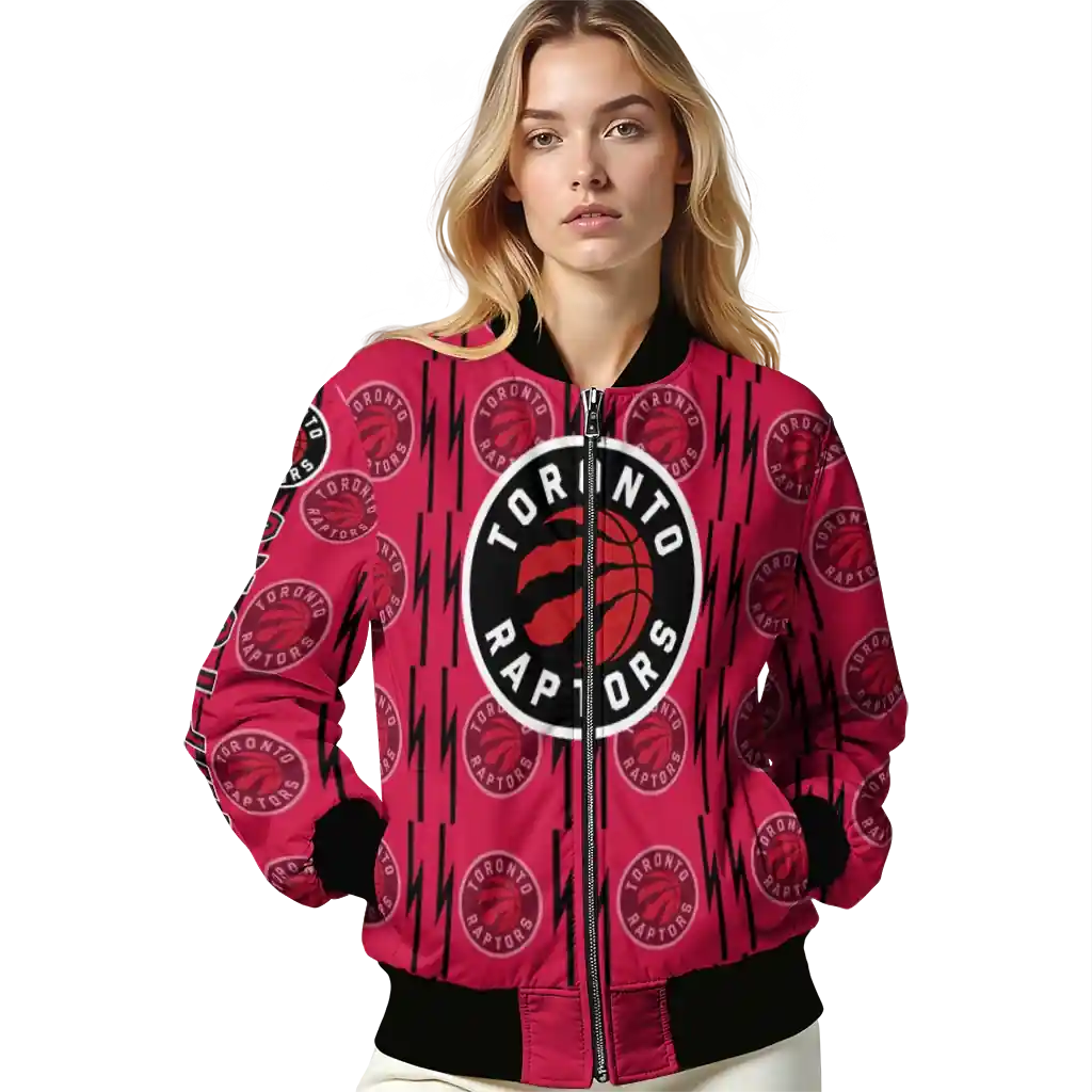 custom toronto raptors bolt stripe red bomber jacket latest model custom toronto raptors bolt stripe red bomber jacket latest model