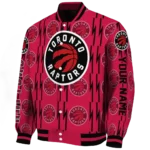 custom toronto raptors bolt stripe red varsity jacket best selling.webp