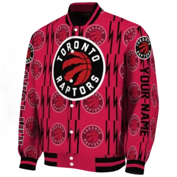 custom toronto raptors bolt stripe red varsity jacket best selling.webp
