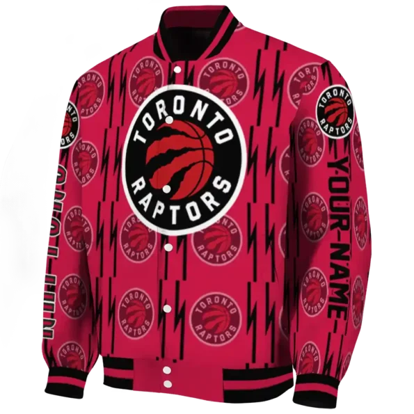 custom toronto raptors bolt stripe red varsity jacket best selling.webp