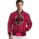 custom toronto raptors bolt stripe red varsity jacket best selling.webp
