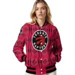 custom toronto raptors bolt stripe red varsity jacket best selling.webp