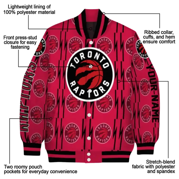 custom toronto raptors bolt stripe red varsity jacket new arrival.webp