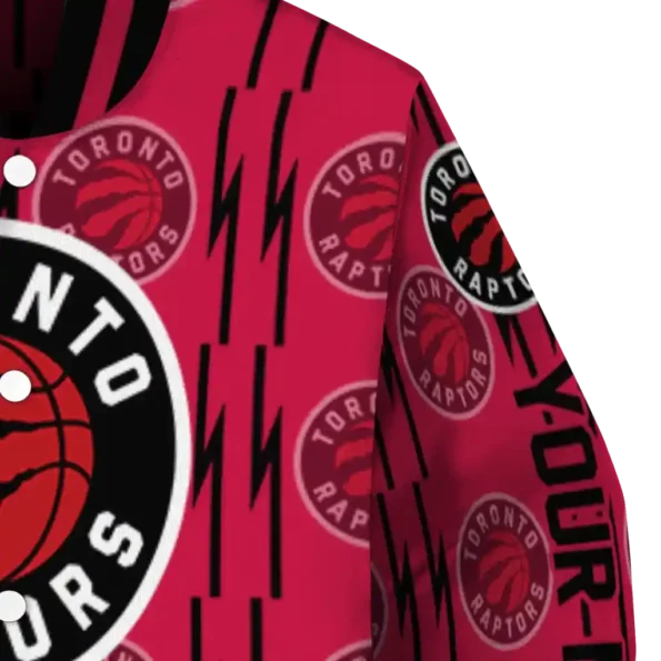 custom toronto raptors bolt stripe red varsity jacket premium grade.webp