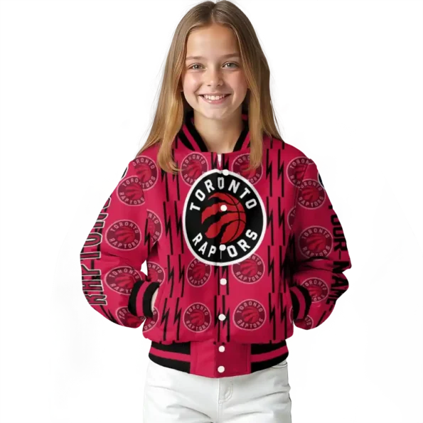 custom toronto raptors bolt stripe red varsity jacket top rated.webp
