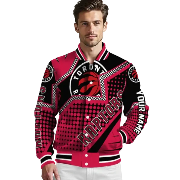 custom toronto raptors star burst red varsity jacket high quality.webp