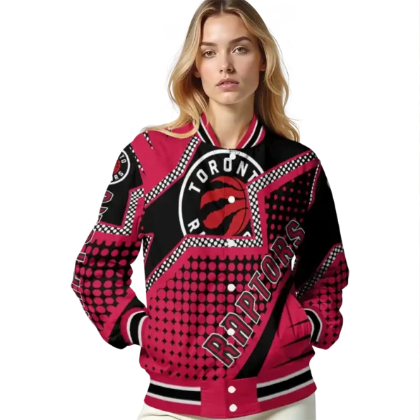 custom toronto raptors star burst red varsity jacket latest model.webp
