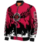 custom toronto raptors winged blaze red white bomber jacket best selling