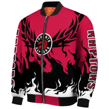 custom toronto raptors winged blaze red white bomber jacket best selling
