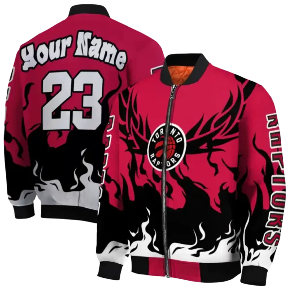 custom toronto raptors winged blaze red white bomber jacket fashion forward