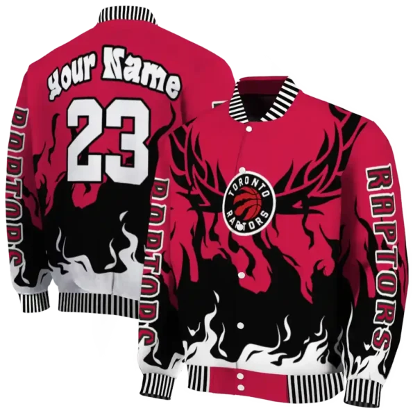 custom toronto raptors winged blaze red white varsity jacket fashion forward.webp