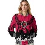 custom toronto raptors winged blaze red white varsity jacket best selling.webp