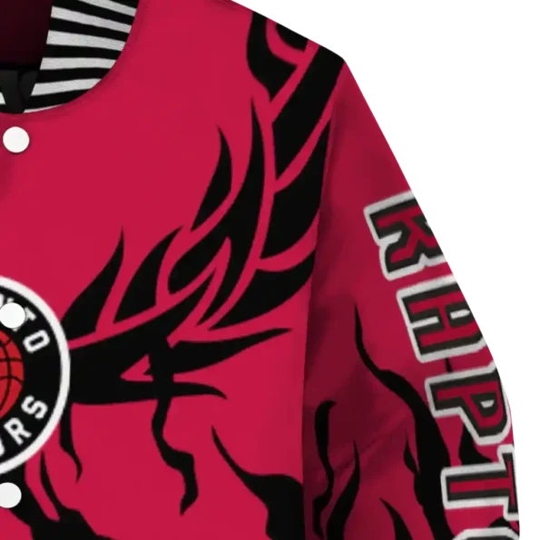 custom toronto raptors winged blaze red white varsity jacket premium grade.webp