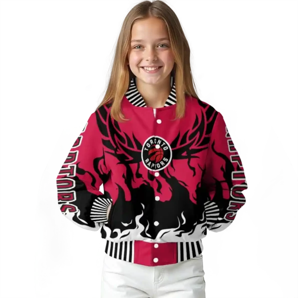 custom toronto raptors winged blaze red white varsity jacket top rated.webp