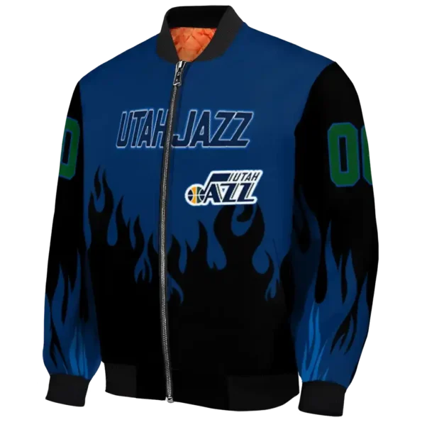 custom utah jazz flame border navy black bomber jacket best selling