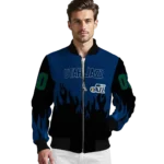 custom utah jazz flame border navy black bomber jacket best selling