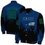 custom utah jazz flame border navy black varsity jacket best selling.webp