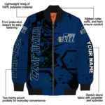 custom utah jazz hexagon cluster navy black bomber jacket best selling