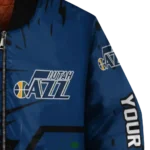 custom utah jazz hexagon cluster navy black bomber jacket best selling